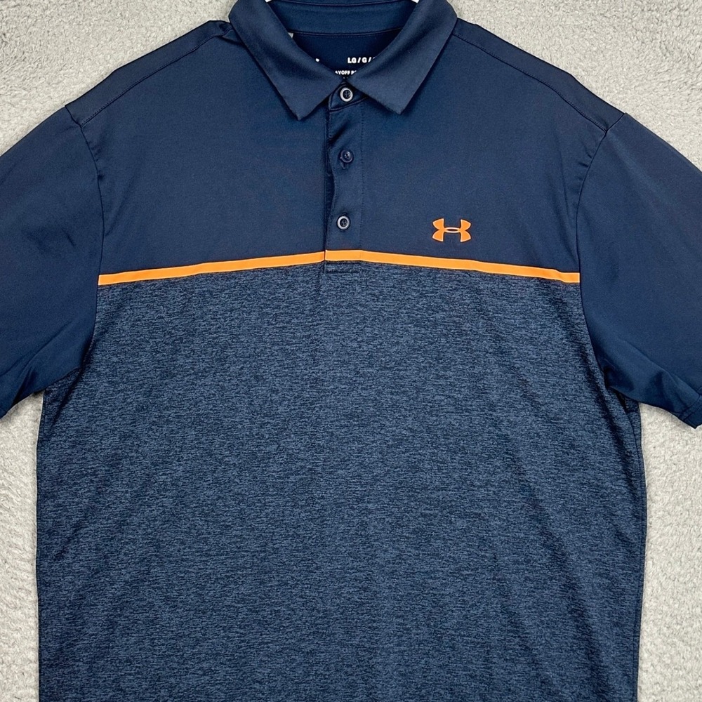 Under Armour Polo Shirt Mens Large Playoff Polo Golf Blue Rugby Short Sleeve
